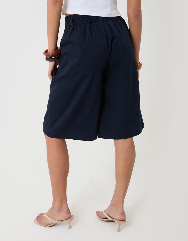Threadbare Tailored Bermuda Shorts in Navy - back view