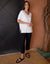 White Batwing Sleeve V Neck Tunic