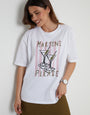 White 'Martini Please' Graphic Print Boyfriend Fit T-Shirt