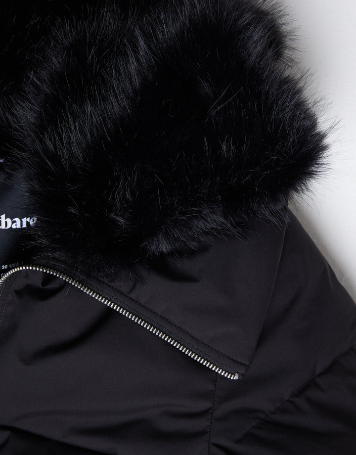 Black Faux Fur Collar Puffer Jacket