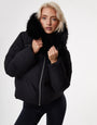 Black Faux Fur Collar Puffer Jacket