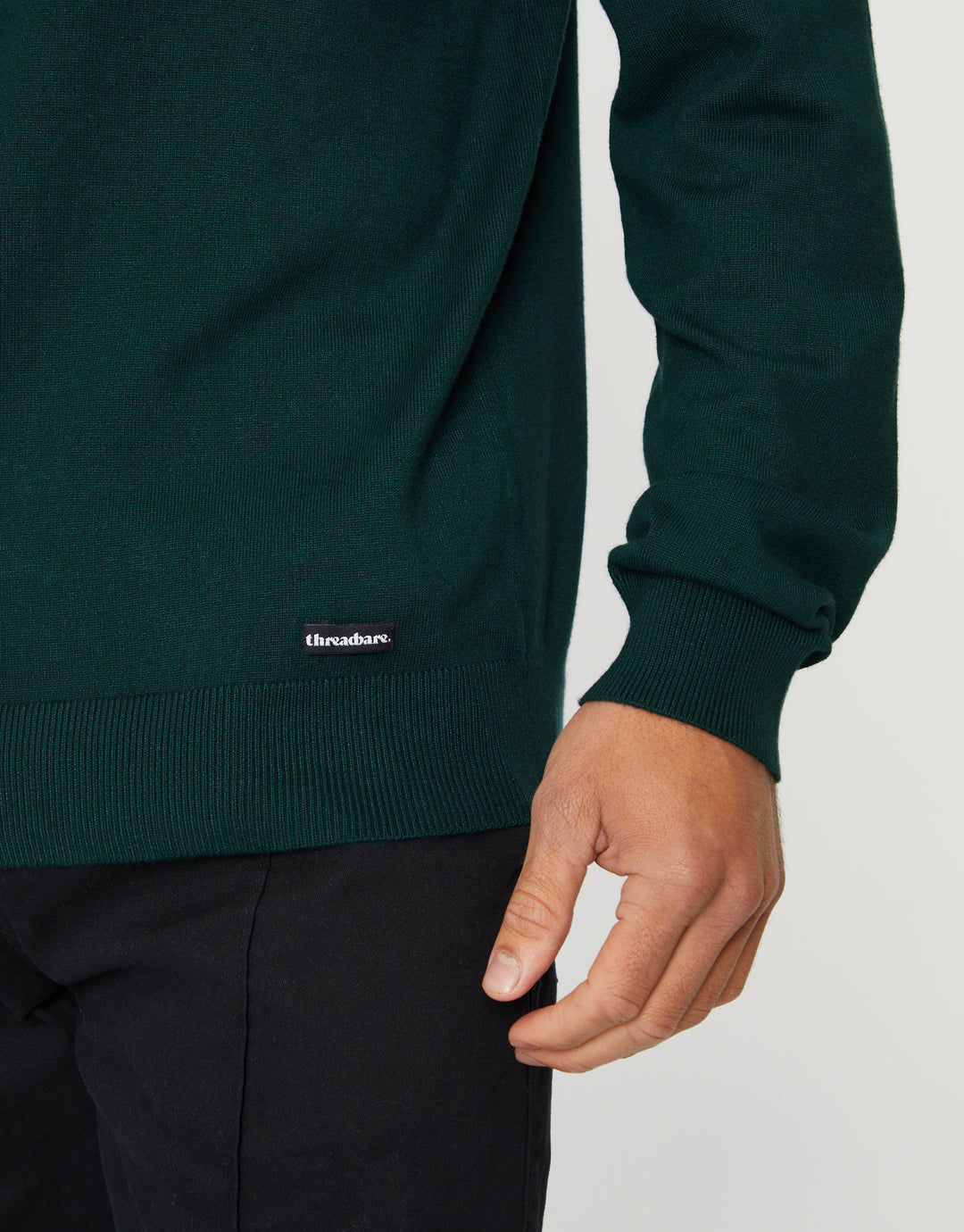 Green Funnel Neck Quarter Zip Knitted Jumper