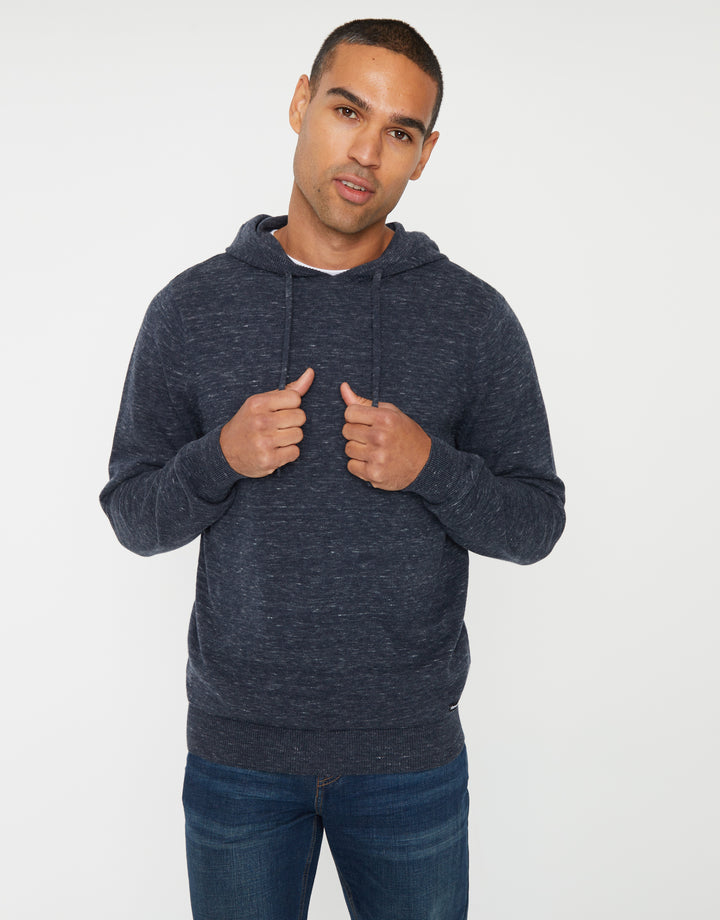Navy Space Dye Knitted Hoodie