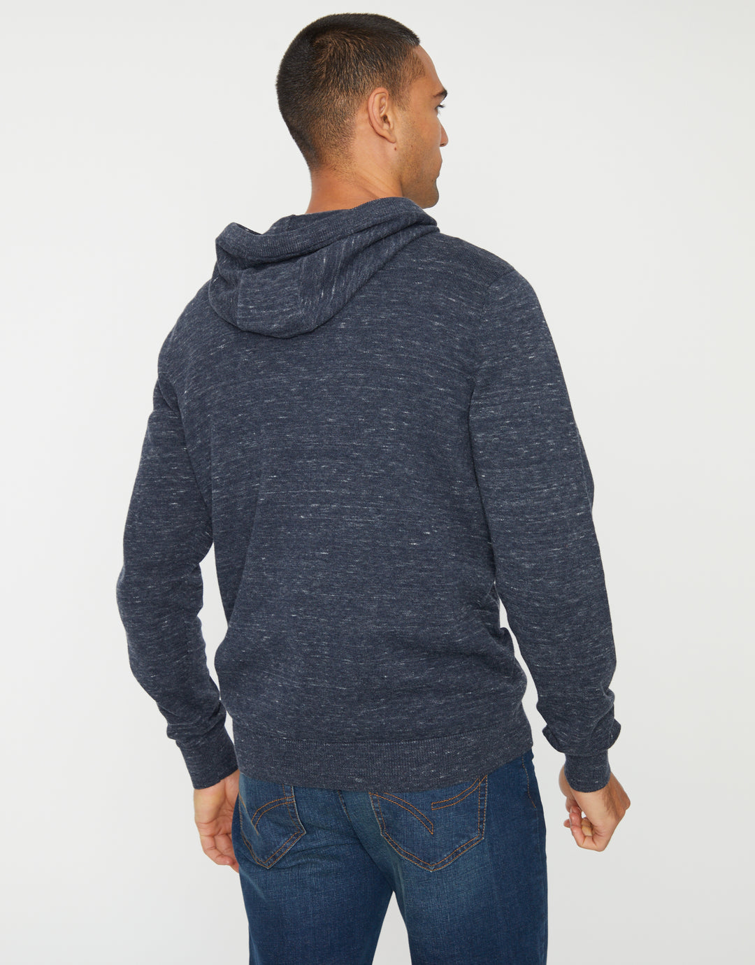 Navy Space Dye Knitted Hoodie