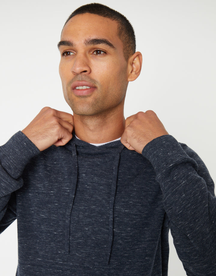 Navy Space Dye Knitted Hoodie