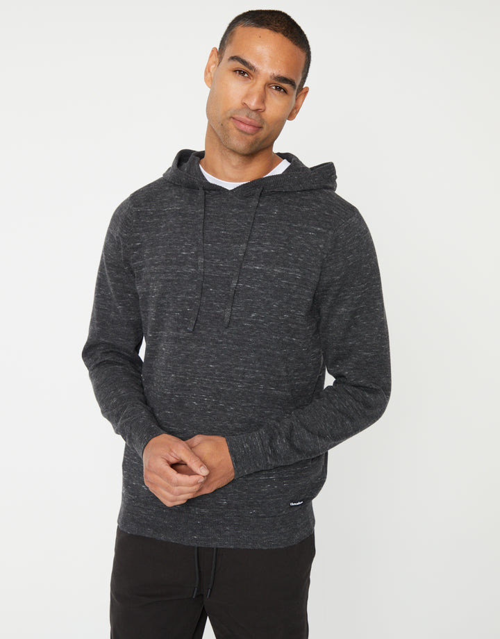 Charcoal Grey Space Dye Knitted Hoodie