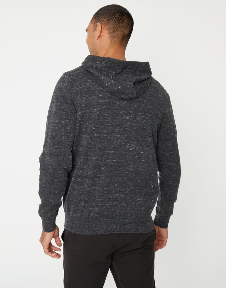 Charcoal Grey Space Dye Knitted Hoodie