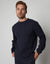 Navy Ribbed Cable Knit Crew Neck Jumper