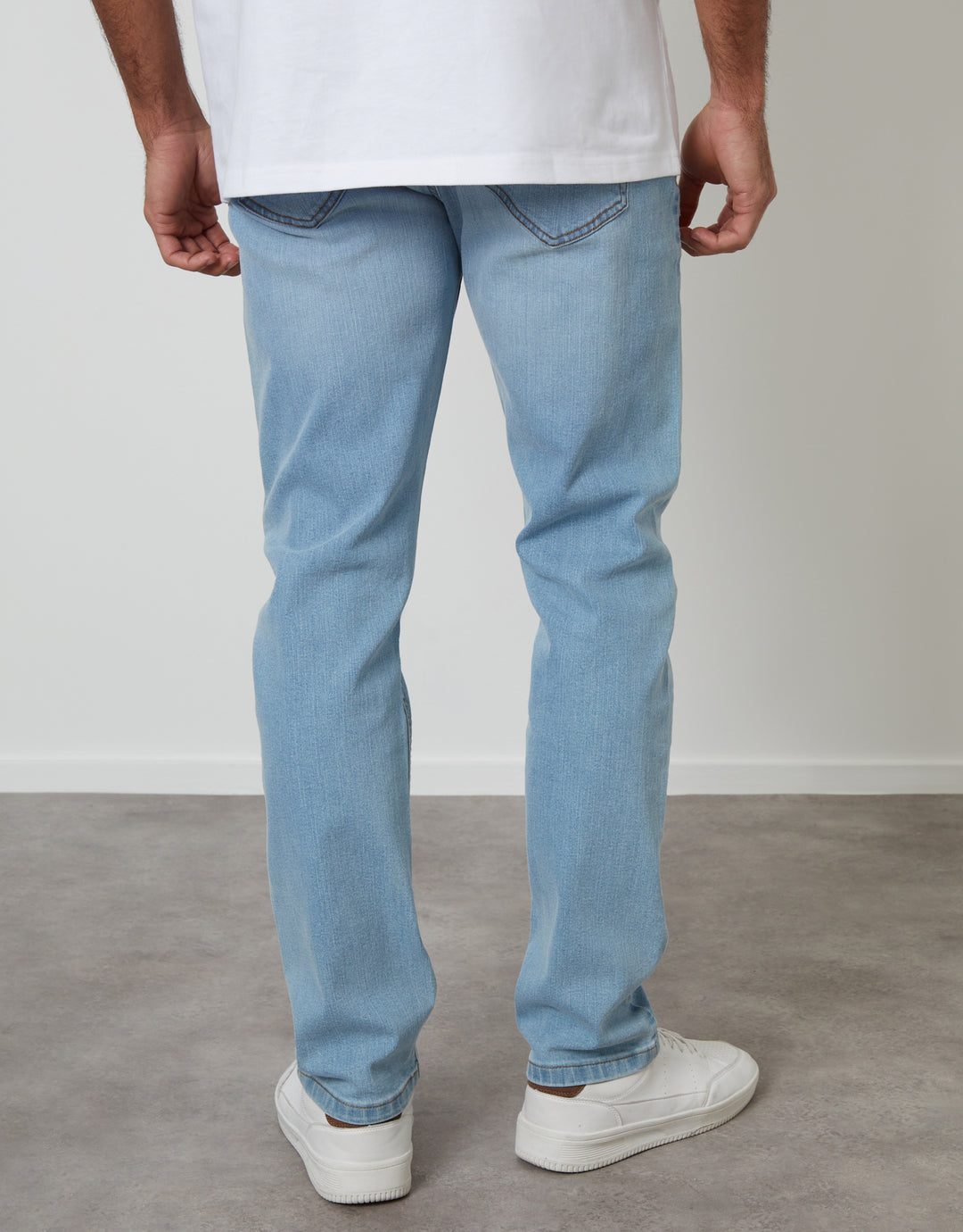 Threadbare Slim Fit Jeans in Bleach Wash - back view