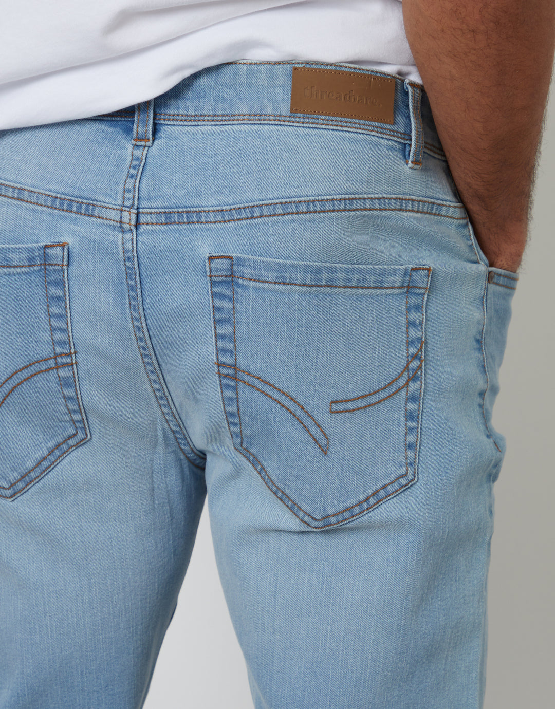 Threadbare Slim Fit Jeans in Bleach Wash - close up