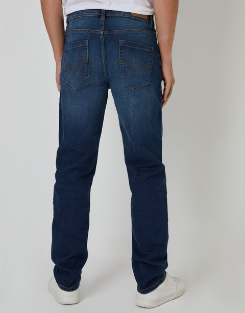 Threadbare Straight Leg Jeans in Vintage Wash - back view