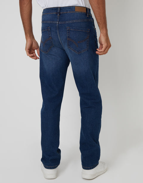Threadbare Straight Leg Jeans in Mid Wash - back view