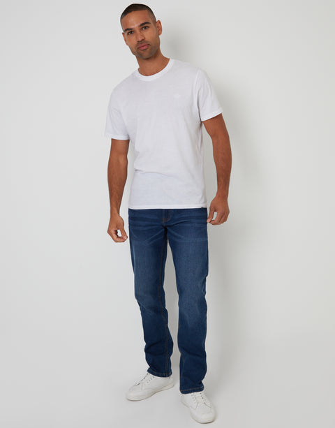 Threadbare Straight Leg Jeans in Mid Wash - full view