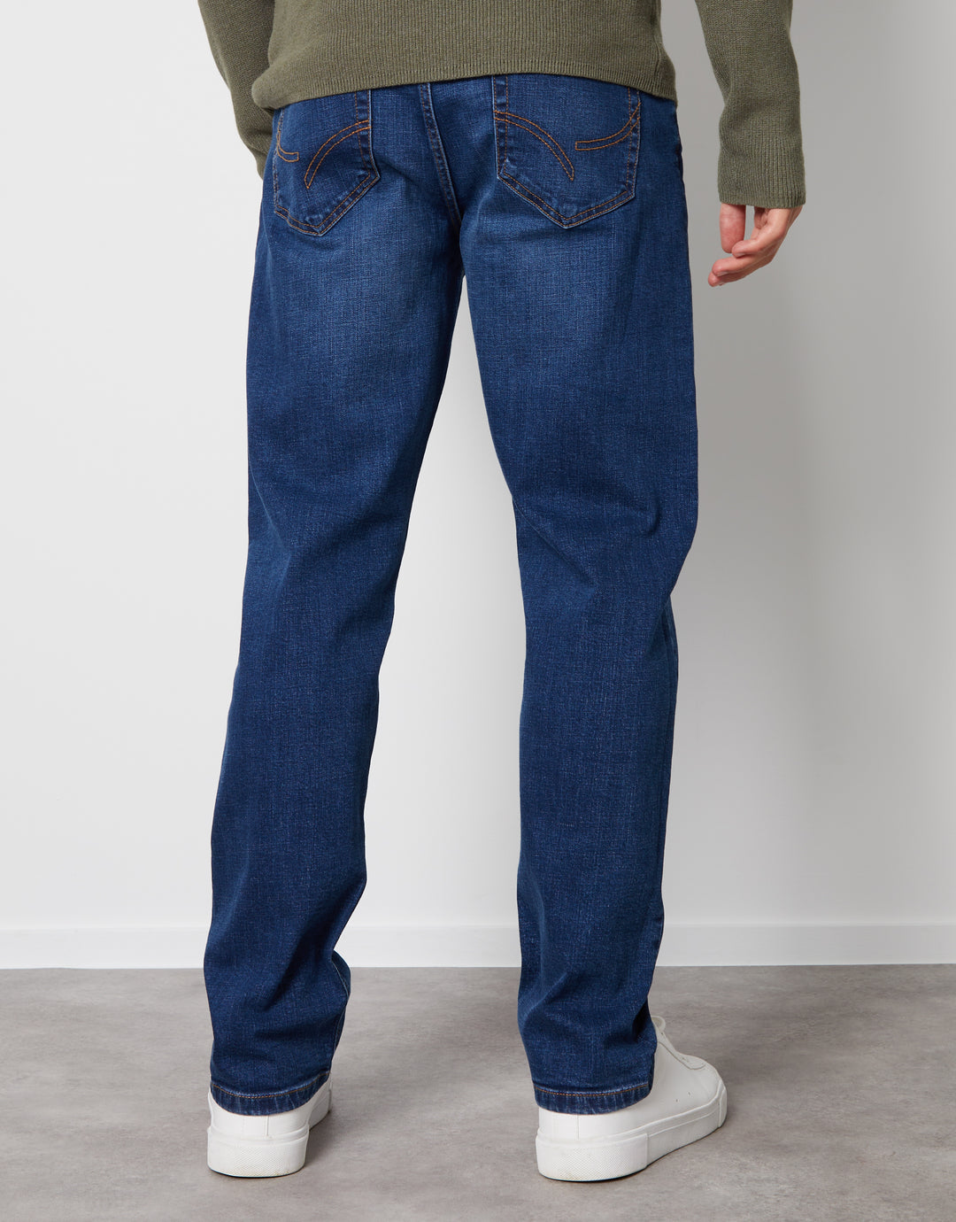 Mid Wash Straight Leg Jeans