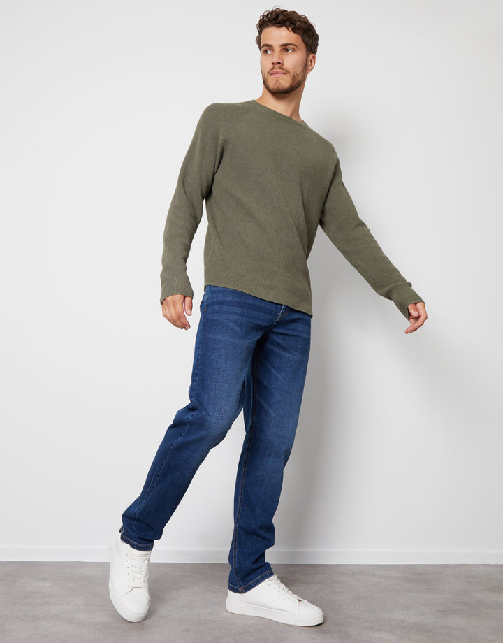 Mid Wash Straight Leg Jeans