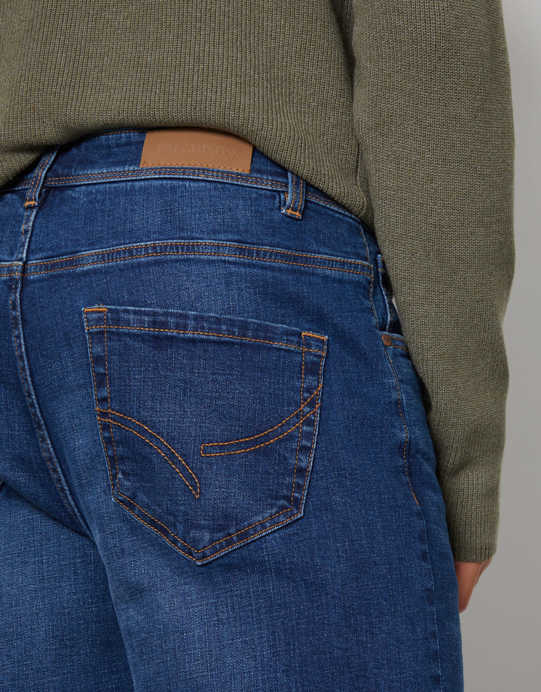 Mid Wash Straight Leg Jeans