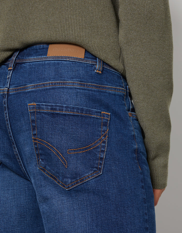 Mid Wash Straight Leg Jeans