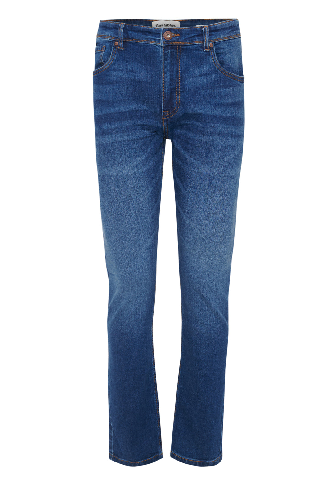 Mid Wash Straight Leg Jeans