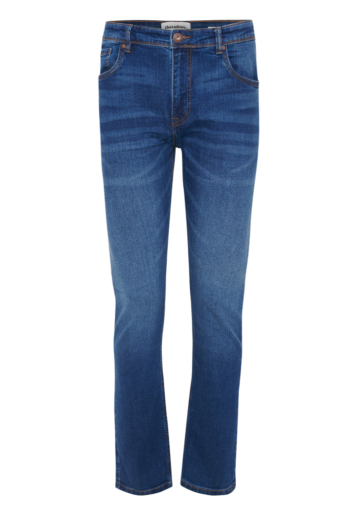 Mid Wash Straight Leg Jeans