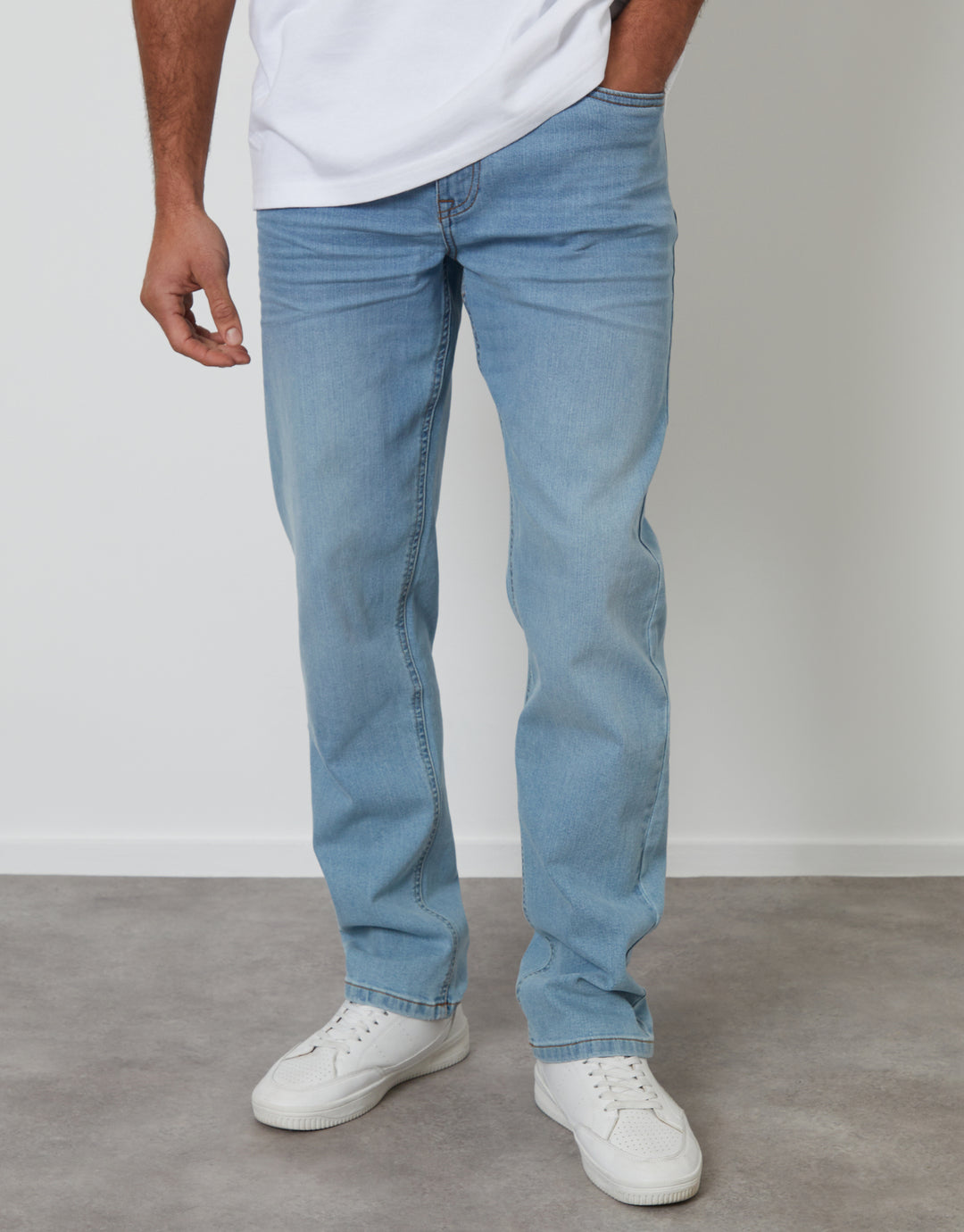 Threadbare Straight Leg Jeans in Bleach Wash - front view