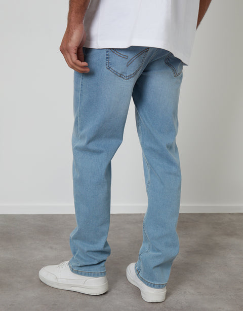 Threadbare Straight Leg Jeans in Bleach Wash - back view