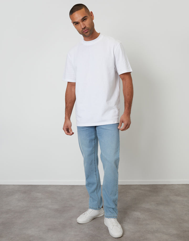 Threadbare Straight Leg Jeans in Bleach Wash - full body
