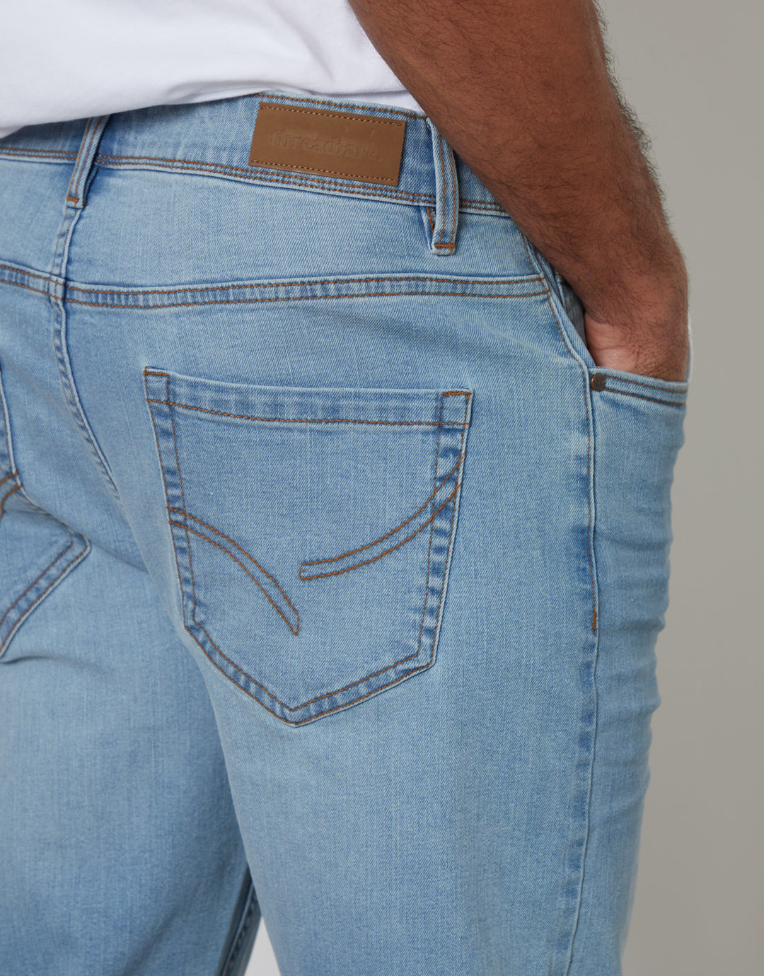 Threadbare Straight Leg Jeans in Bleach Wash - close up