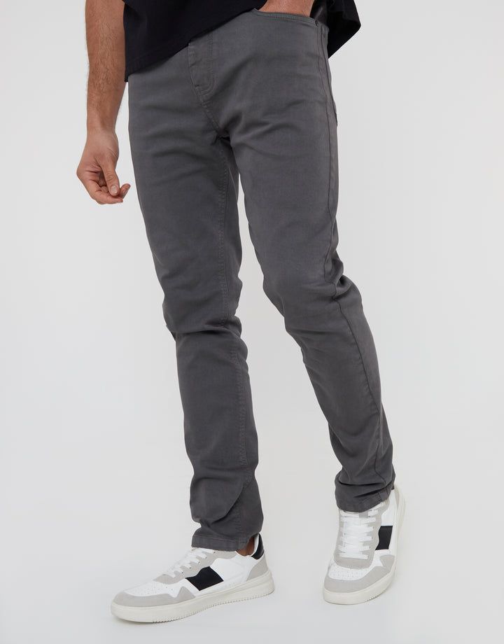 Slate Grey Slim Fit Overdyed Jeans
