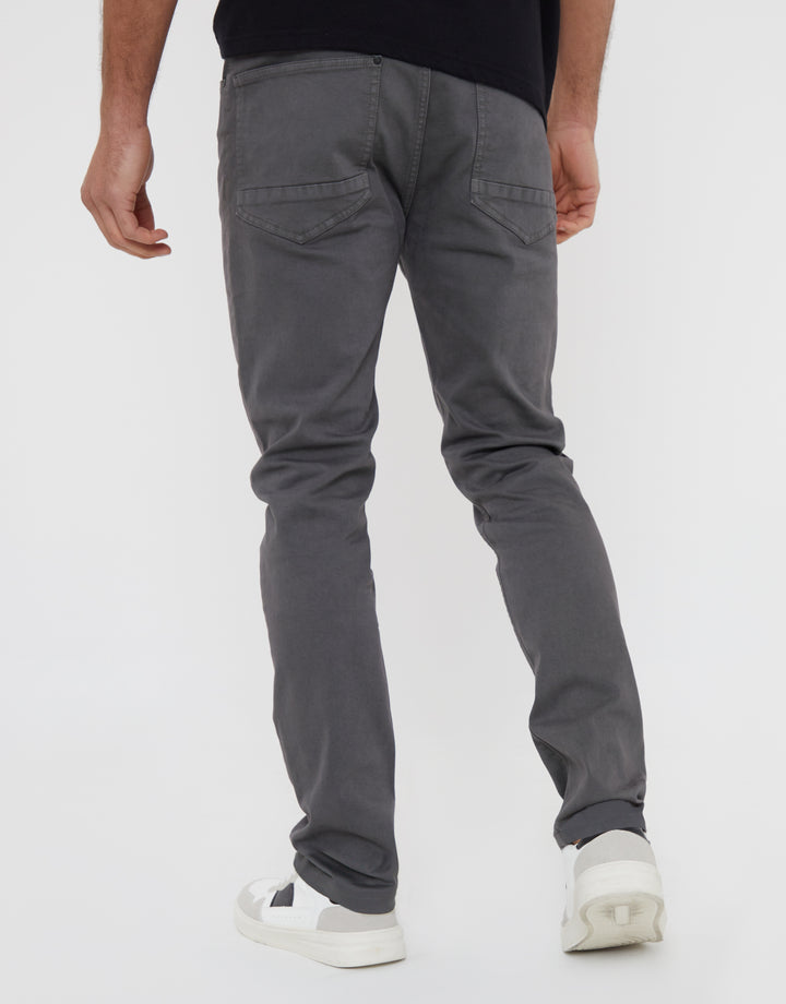 Slate Grey Slim Fit Overdyed Jeans