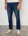 Mid Wash Stretch Heritage Straight Leg Jeans
