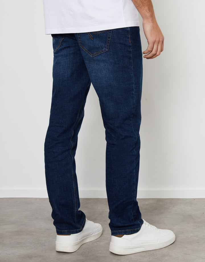 Dark Wash Stretch Heritage Straight Leg Jeans