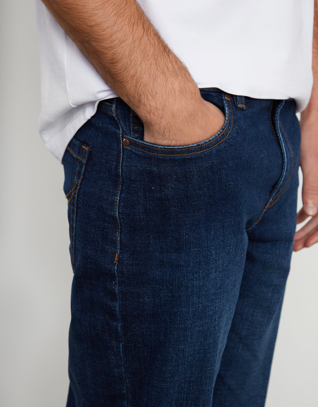 Dark Wash Stretch Heritage Straight Leg Jeans