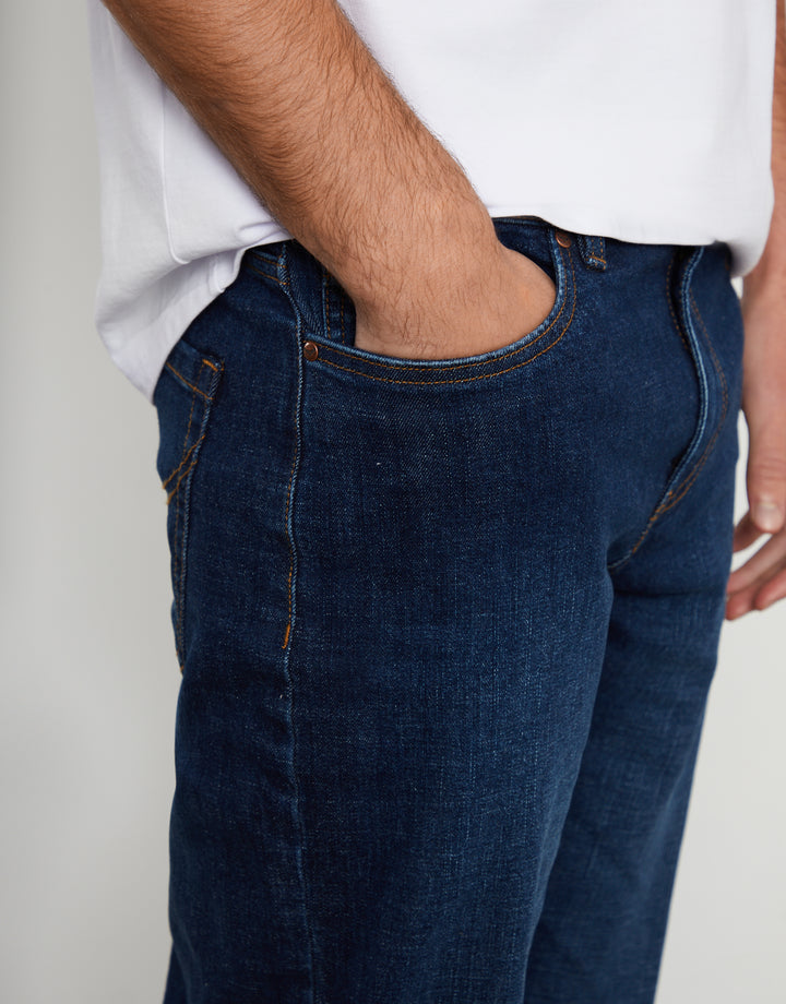 Dark Wash Stretch Heritage Straight Leg Jeans