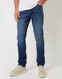 Mid Wash Stretch Heritage Tapered Jeans