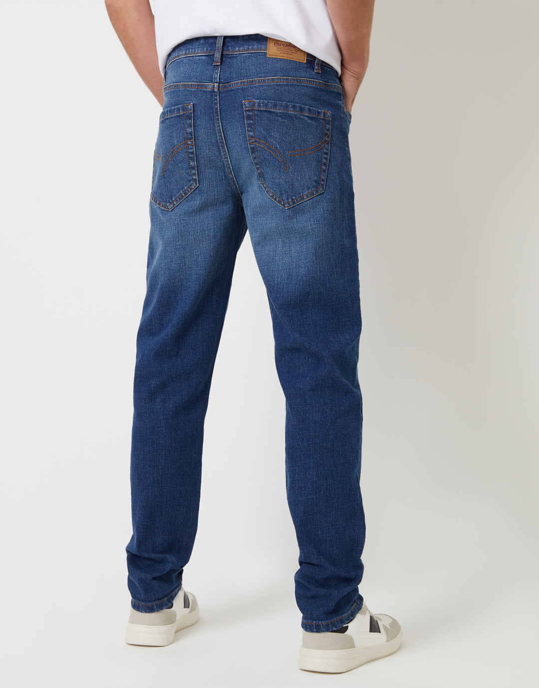 Mid Wash Stretch Heritage Tapered Jeans