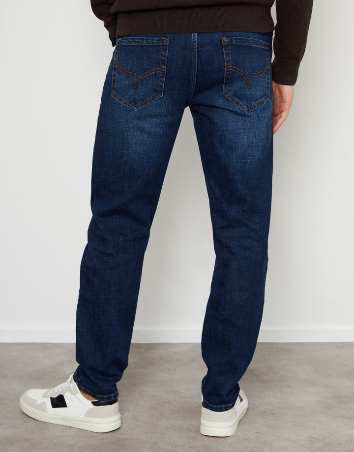 Dark Wash Stretch Heritage Tapered Jeans