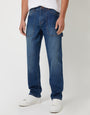 Mid Wash Stretch Straight Leg Carpenter Jeans