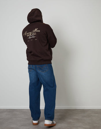 Threadbare Baggy Fit Jeans in Mid Wash - back view