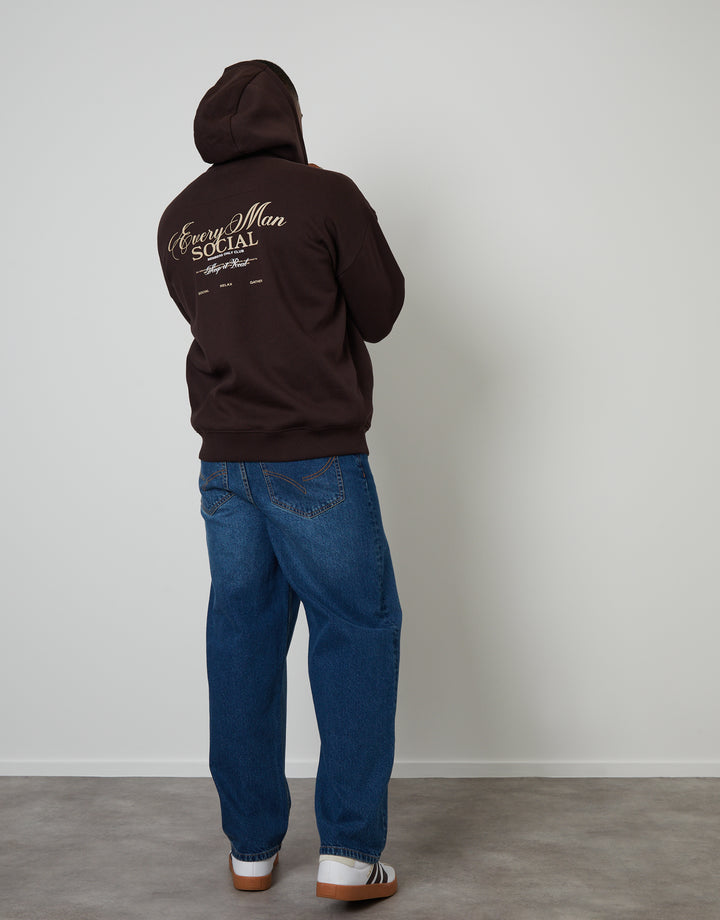 Mid Wash Baggy Fit Jeans