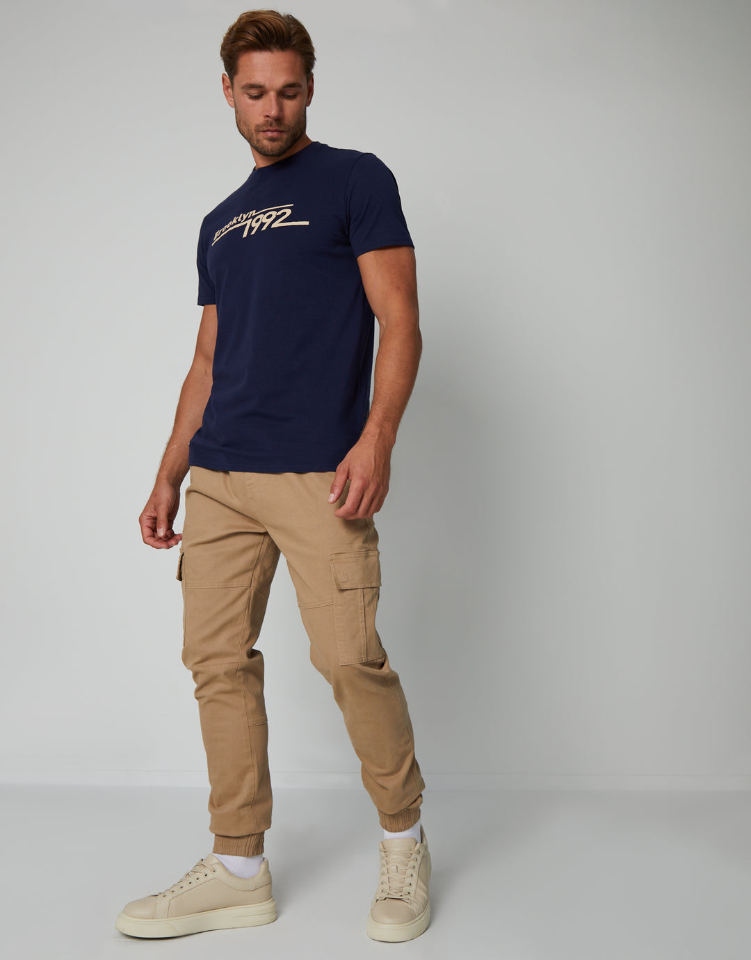 Stone Slim Fit Cargo Trousers