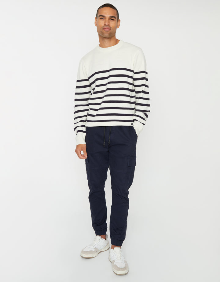 Navy Slim Fit Cargo Trousers