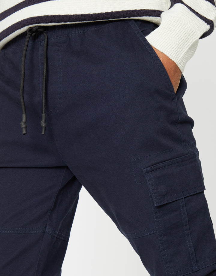 Navy Slim Fit Cargo Trousers