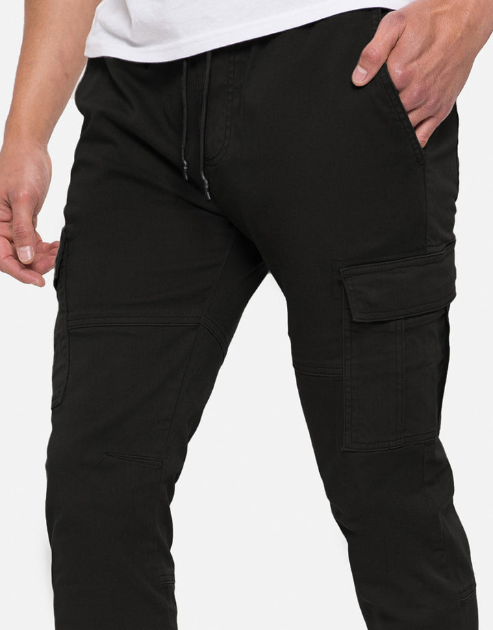 Black Slim Fit Cargo Trousers