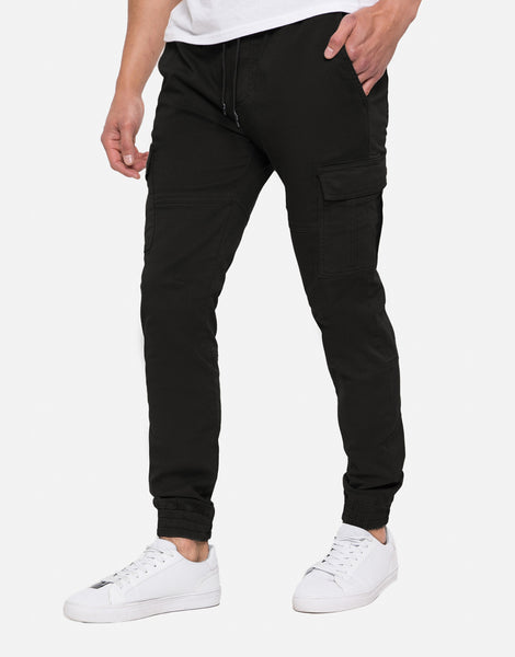 Men's Black Slim Fit Utility Cargo Trousers – Threadbare