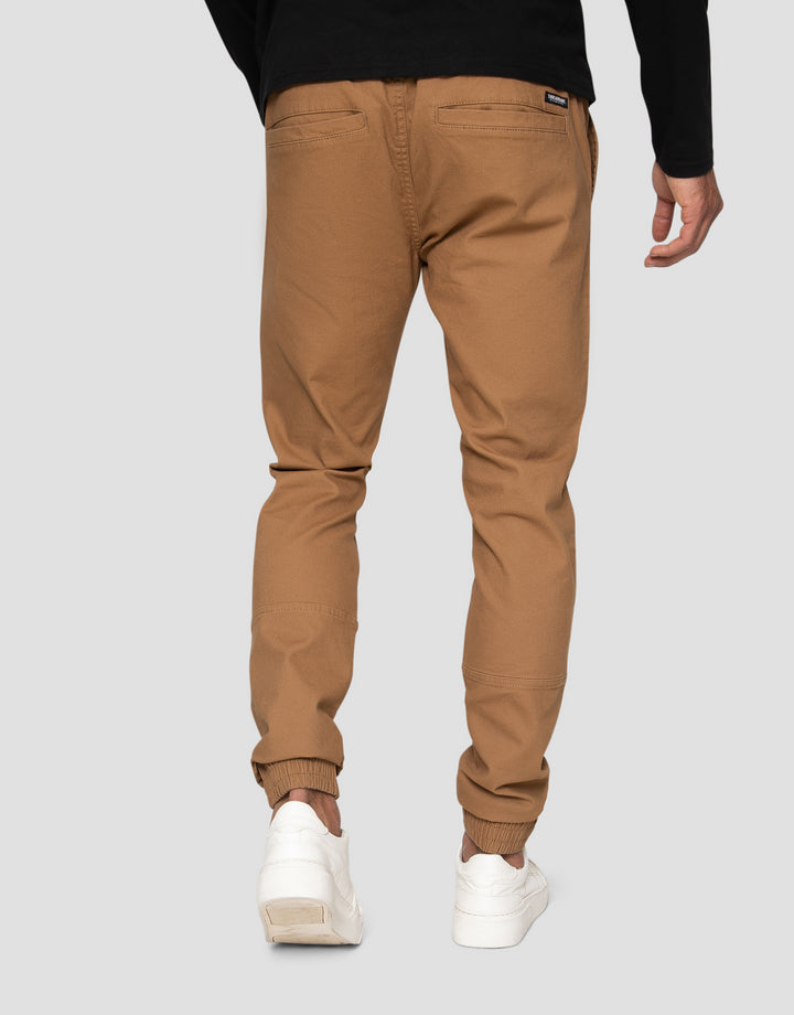 Camel Brown Slim Fit Cuffed Trousers