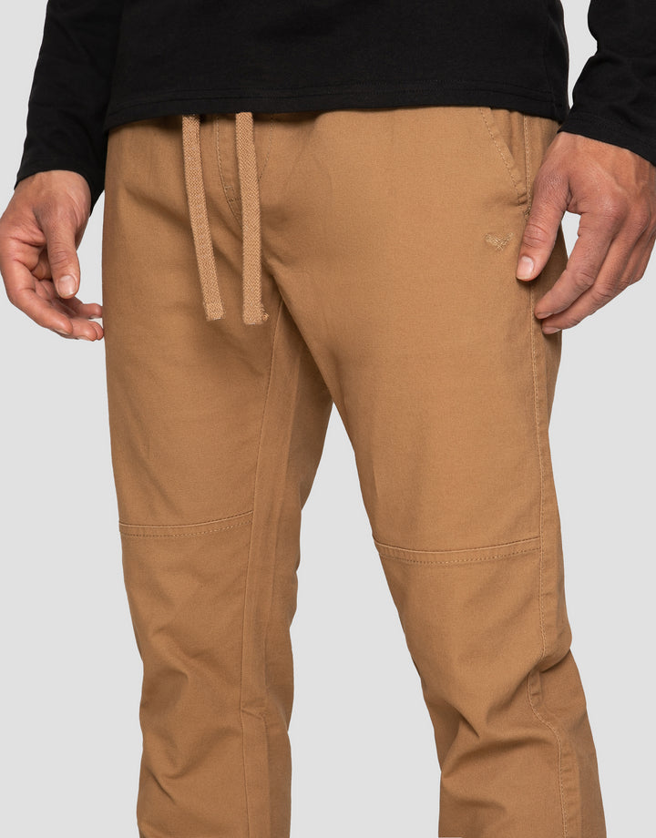 Camel Brown Slim Fit Cuffed Trousers