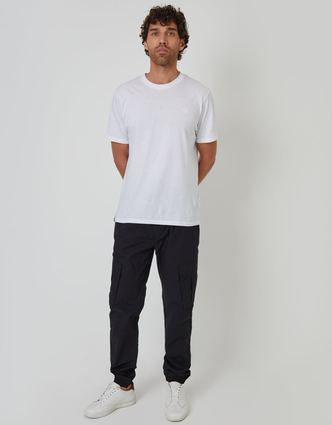 Black Elasticated Waist Cargo Trousers