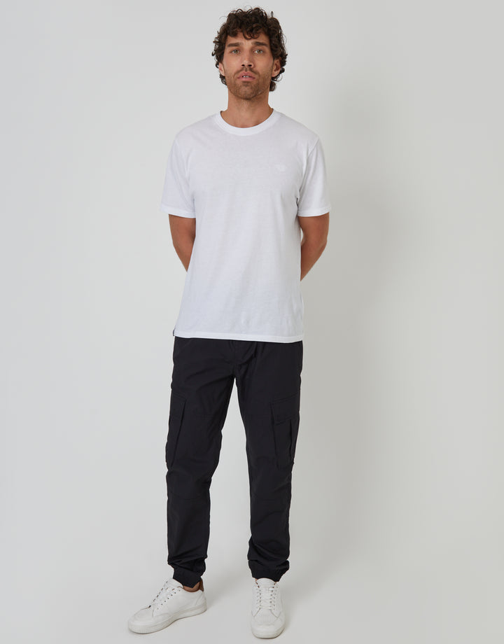 Black Elasticated Waist Cargo Trousers