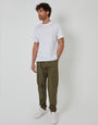 Khaki Green Elasticated Waist Cargo Trousers