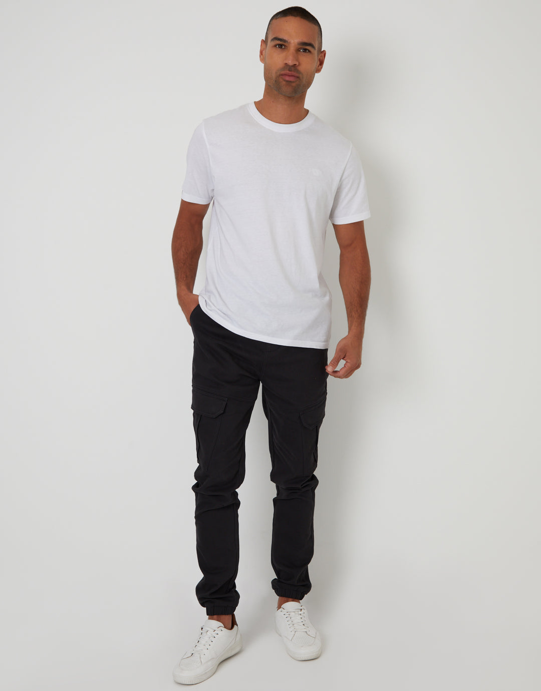 Black Slim Fit Cargo Pocket Jogger Style Trousers